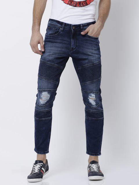 

LOCOMOTIVE Men Blue Tapered Fit Mid-Rise Slash Knee Stretchable Jeans