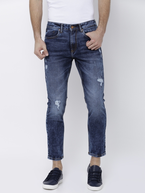 

LOCOMOTIVE Men Blue Regular Fit Mid-Rise Mildly Distressed Stretchable Jeans