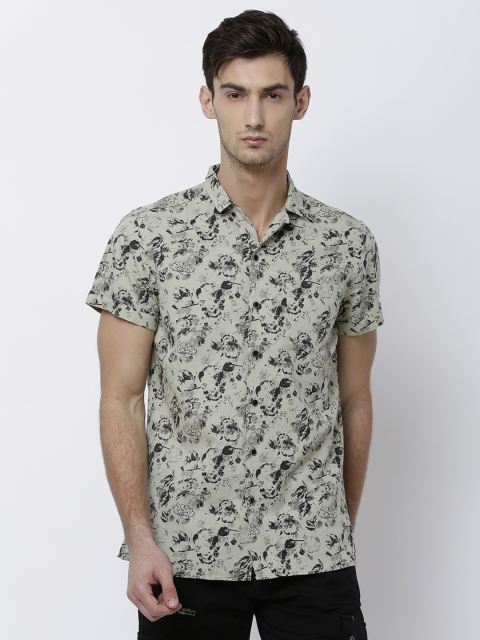 

LOCOMOTIVE Men Olive Green Slim Fit Printed Casual Shirt