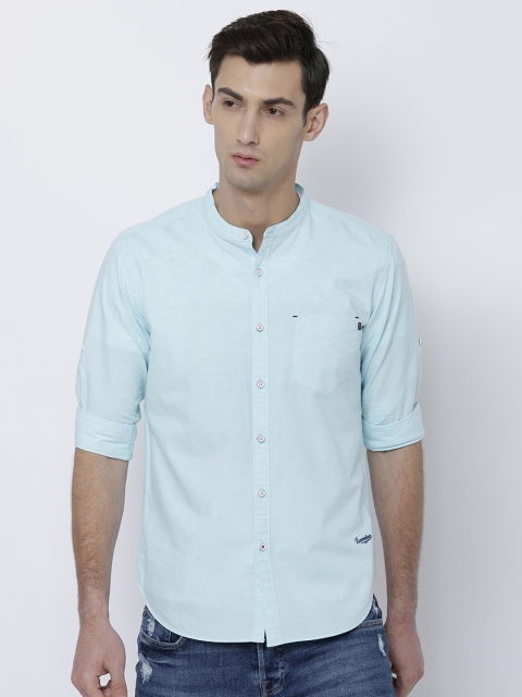 

LOCOMOTIVE Men Blue Slim Fit Solid Casual Shirt