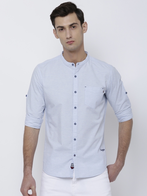 

LOCOMOTIVE Men Blue Slim Fit Solid Casual Shirt