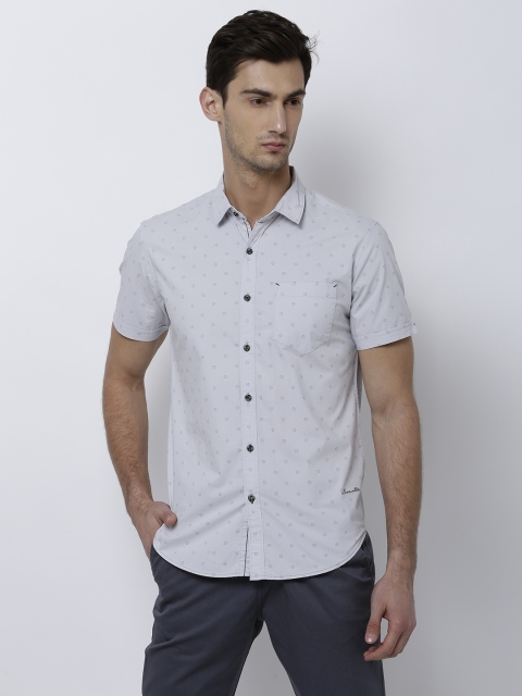 

LOCOMOTIVE Men Grey Slim Fit Printed Casual Shirt