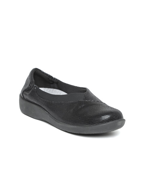 

Clarks Women Black Textured Slip-Ons