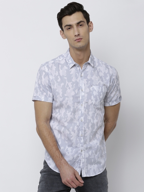 

LOCOMOTIVE Men Grey Slim Fit Printed Casual Shirt