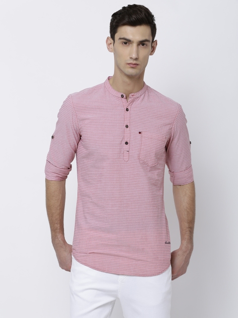 

LOCOMOTIVE Men Pink Slim Fit Striped Casual Shirt