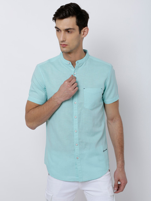 

LOCOMOTIVE Men Blue Slim Fit Solid Casual Shirt