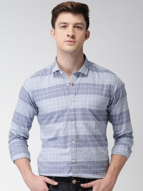 

Mast & Harbour Men Blue Slim Fit Checked Casual Shirt