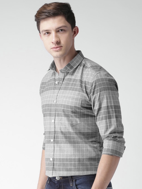 

Mast & Harbour Men Grey Slim Fit Checked Casual Shirt