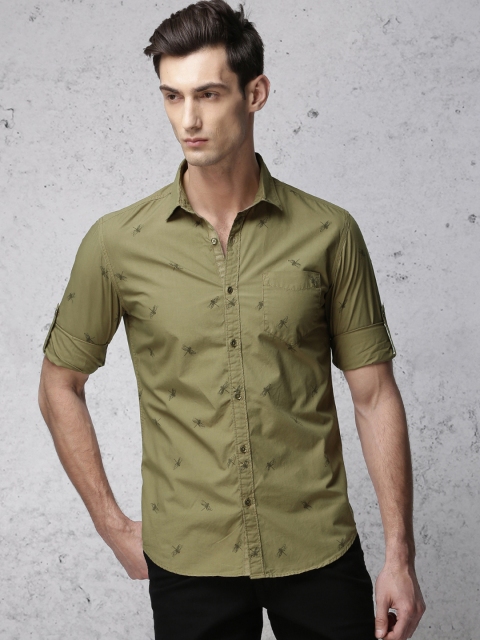 

Ecko Unltd Men Khaki Slim Fit Printed Casual Shirt