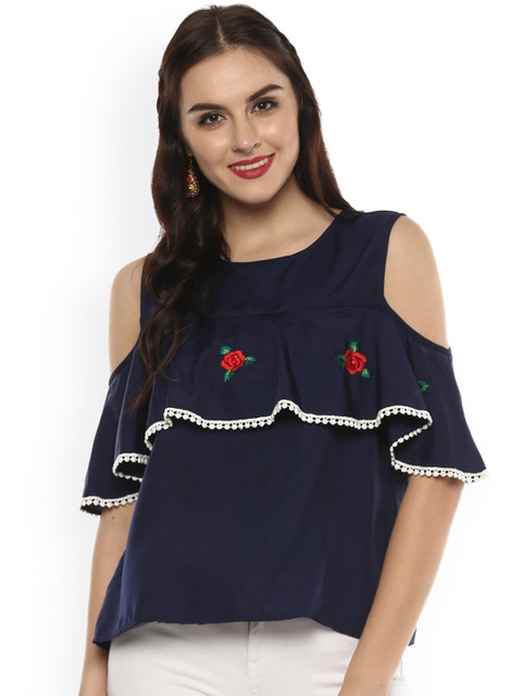 

Bhama Couture Women Navy Blue Solid Top