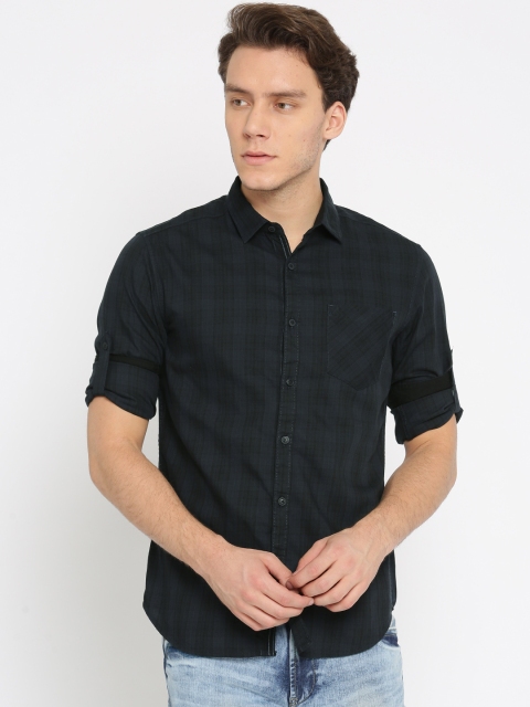 

Ecko Unltd Men Navy Blue Slim Fit Checked Casual Shirt