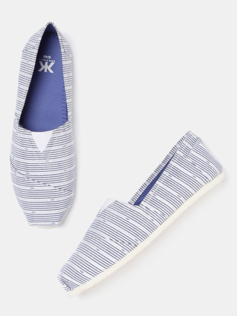

Kook N Keech Men Blue & White Striped Slip-On Sneakers