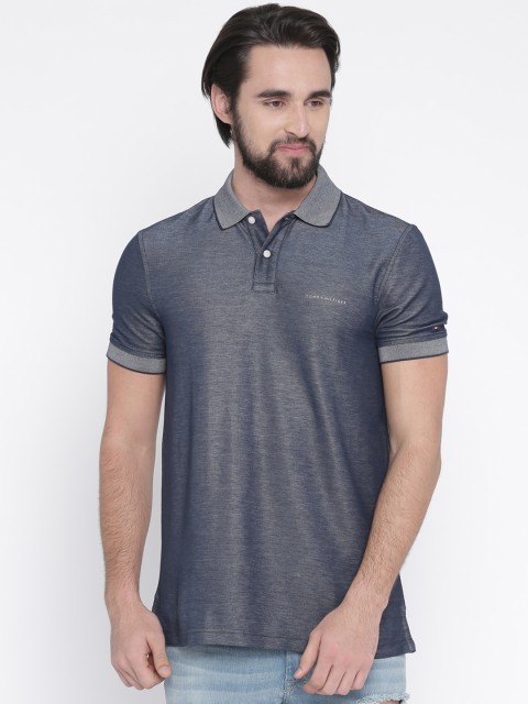 

Tommy Hilfiger Men Navy Blue Solid Polo Collar T-shirt