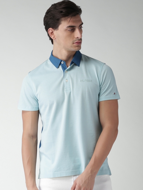 

Tommy Hilfiger Men Blue Solid Polo Collar T-shirt
