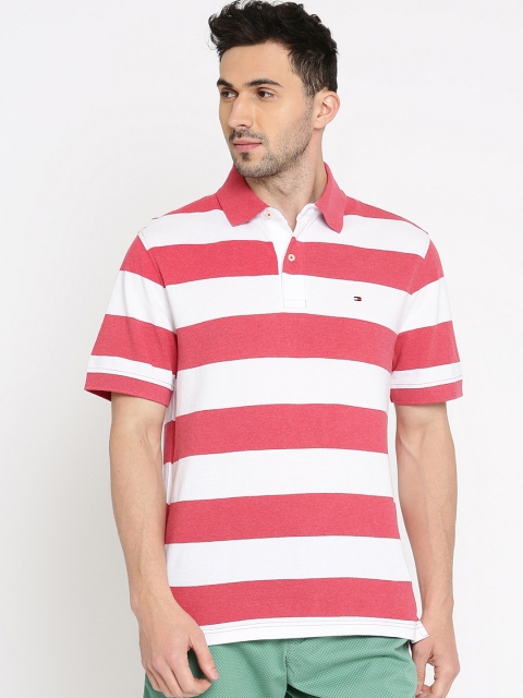 

Tommy Hilfiger Men White Striped Polo Collar T-shirt