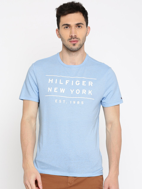 

Tommy Hilfiger Men Blue Printed Round Neck T-shirt