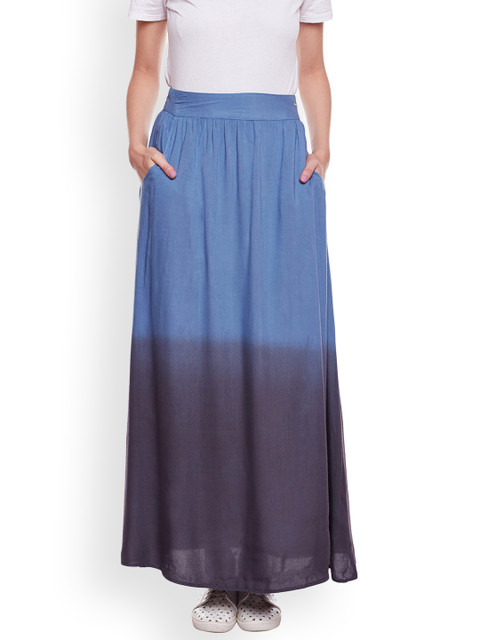 

Oxolloxo Women Blue Dyed Maxi A-Line Skirt