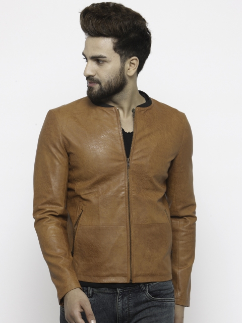 Monteil & Munero Men Tan Solid Varsity Jacket available at myntra for Rs.3599
