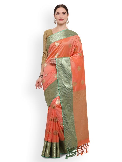 

Varkala Silk Sarees Peach-Coloured Silk Blend Woven Design Kanjeevaram Saree