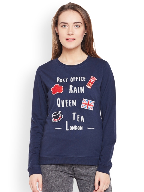 

Club York Women Navy Blue Printed Sweatshirt