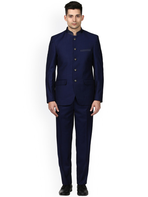 

Raymond Blue Self-Design Bandhgala Formal Suit