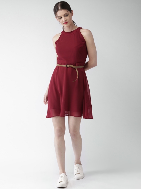 

Mast & Harbour Women Red Solid A-Line Dress
