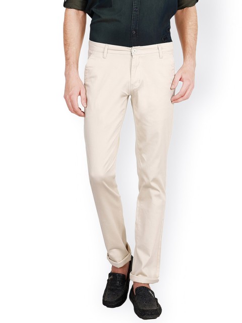 

Le Bison Men Beige Tailored Slim Fit Solid Chinos