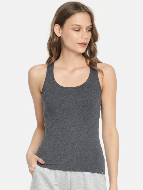 

JOCKEY Women Charcoal Grey Solid Racer back Tank Top 1467-0105-CHAML