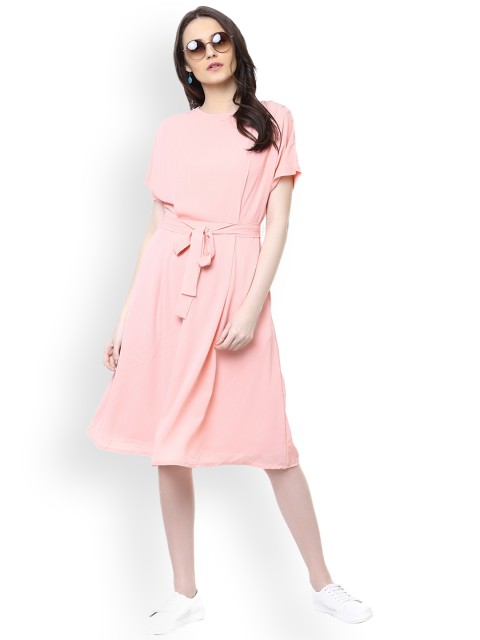 

Harpa Women Pink Solid Fit and Flare Dress