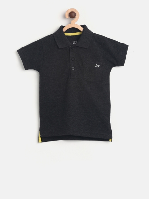 

MINI KLUB Boys Black Solid Polo Collar T-shirt