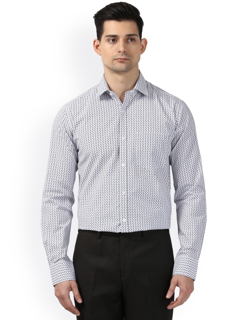 

Next Look Men Off-White & Blue Slim Fit Printed Formal Shirt