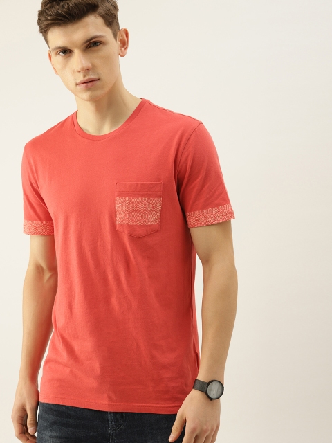 

United Colors of Benetton Men Orange Solid Round Neck T-shirt
