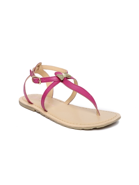 

Aria Nica Girls Pink Leather T-Strap Flats
