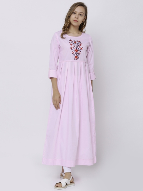 

Vishudh Women Pink Solid Anarkali Kurta