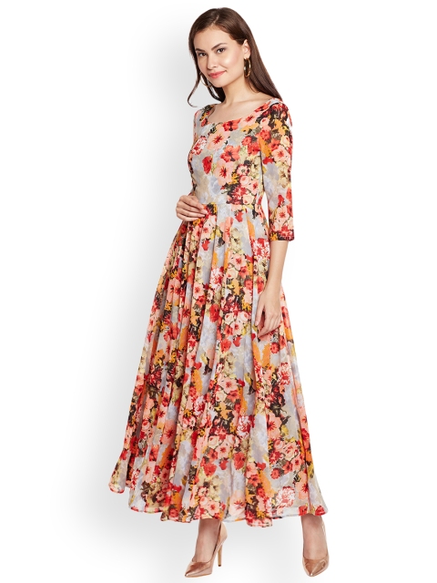 

PANIT Women Multicoloured Floral Print Maxi Dress, Multi