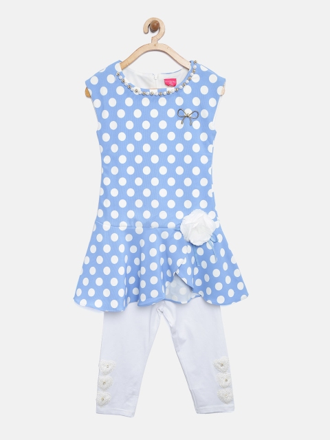 

Tiny Girl Blue & White Printed Clothing Set