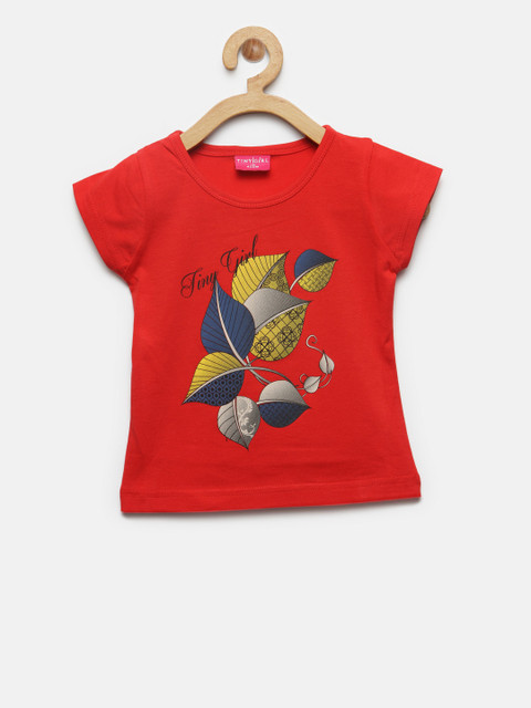 

Tiny Girl Red Printed Round Neck T-shirt