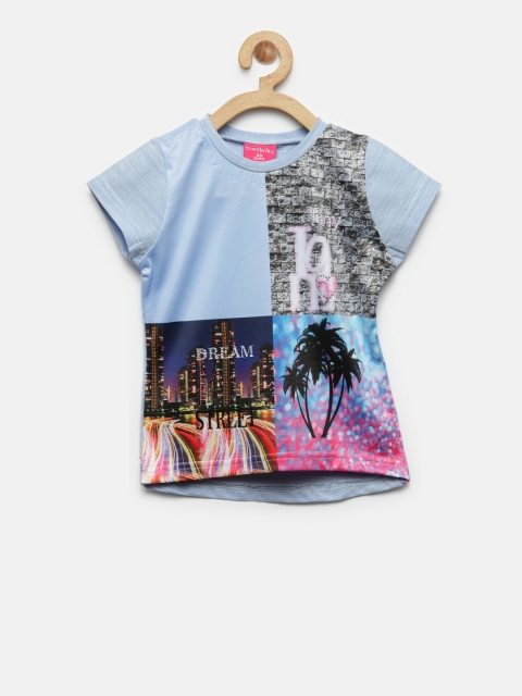 

Tiny Girl Blue Printed Top