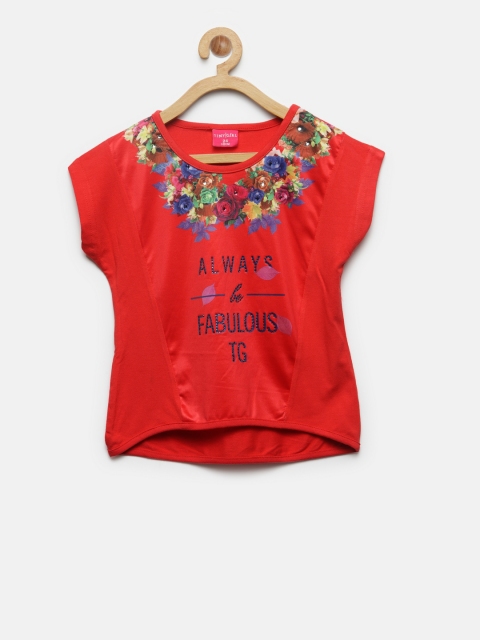 

Tiny Girl Red Printed Top