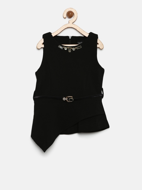 

Tiny Girl Girls Black Solid Peplum Top