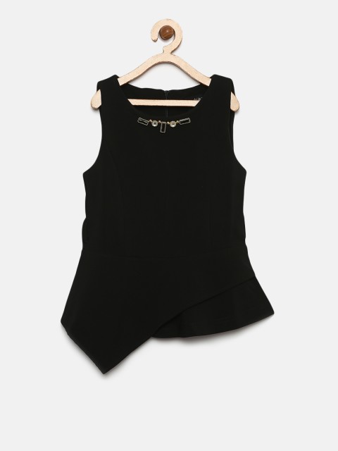 

Tiny Girl Black Solid A-Line Top