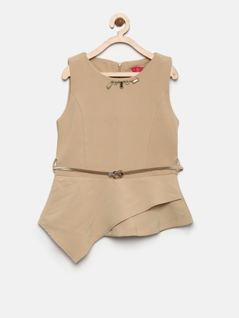 

Tiny Girl Beige Solid A-Line Top