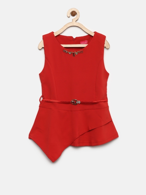 

Tiny Girl Red Solid A-Line Top