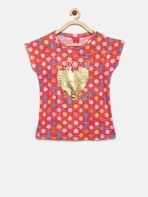 

Tiny Girl Red Polka Dot Print Top
