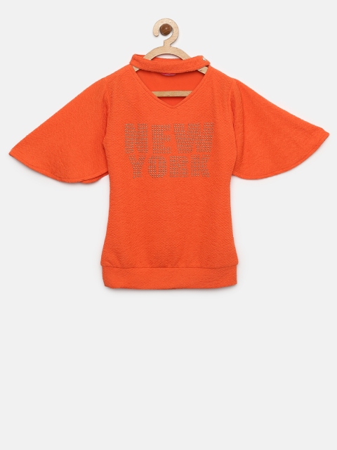

Tiny Girl Orange Studded Top