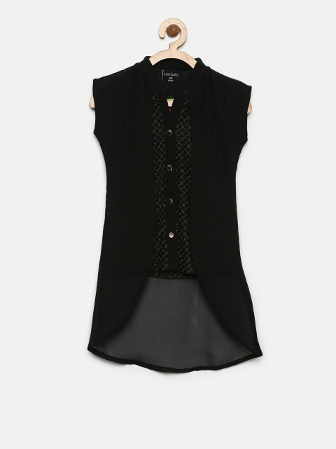 

Tiny Girl Black Layered High-Low Top