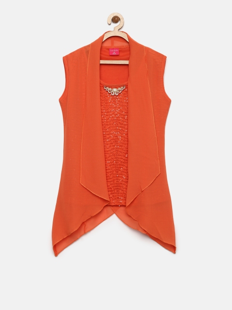 

Tiny Girl Orange Layered Sequinned Top