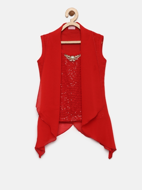 

Tiny Girl Red Layered Sequinned Top