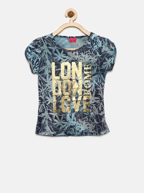 

Tiny Girl Blue & Golden Printed Top