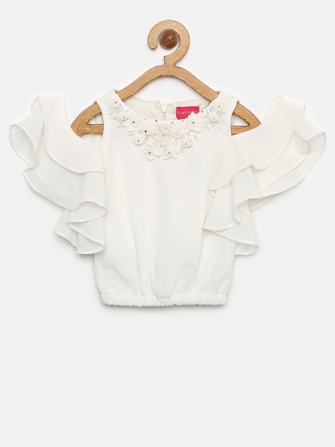 

Tiny Girl Off-White Solid Blouson Top